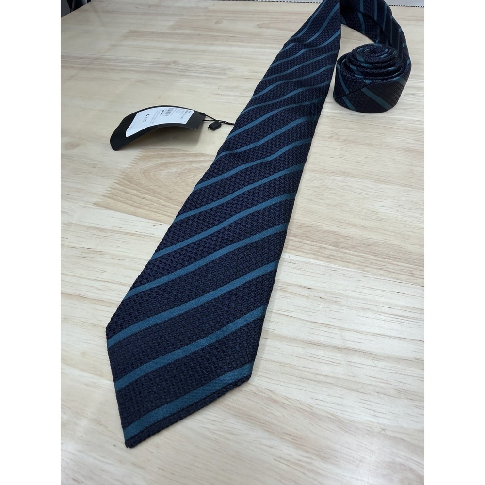 Ermenegildo Zegna 100% Silk Blue Striped Tie Necktie Made in Italy - New